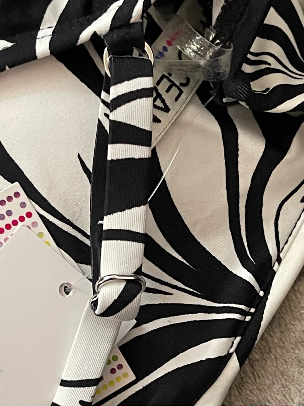 24th & Ocean Black & White Twist Halter Swimdress with Leaf Print - Picture 16 of 16